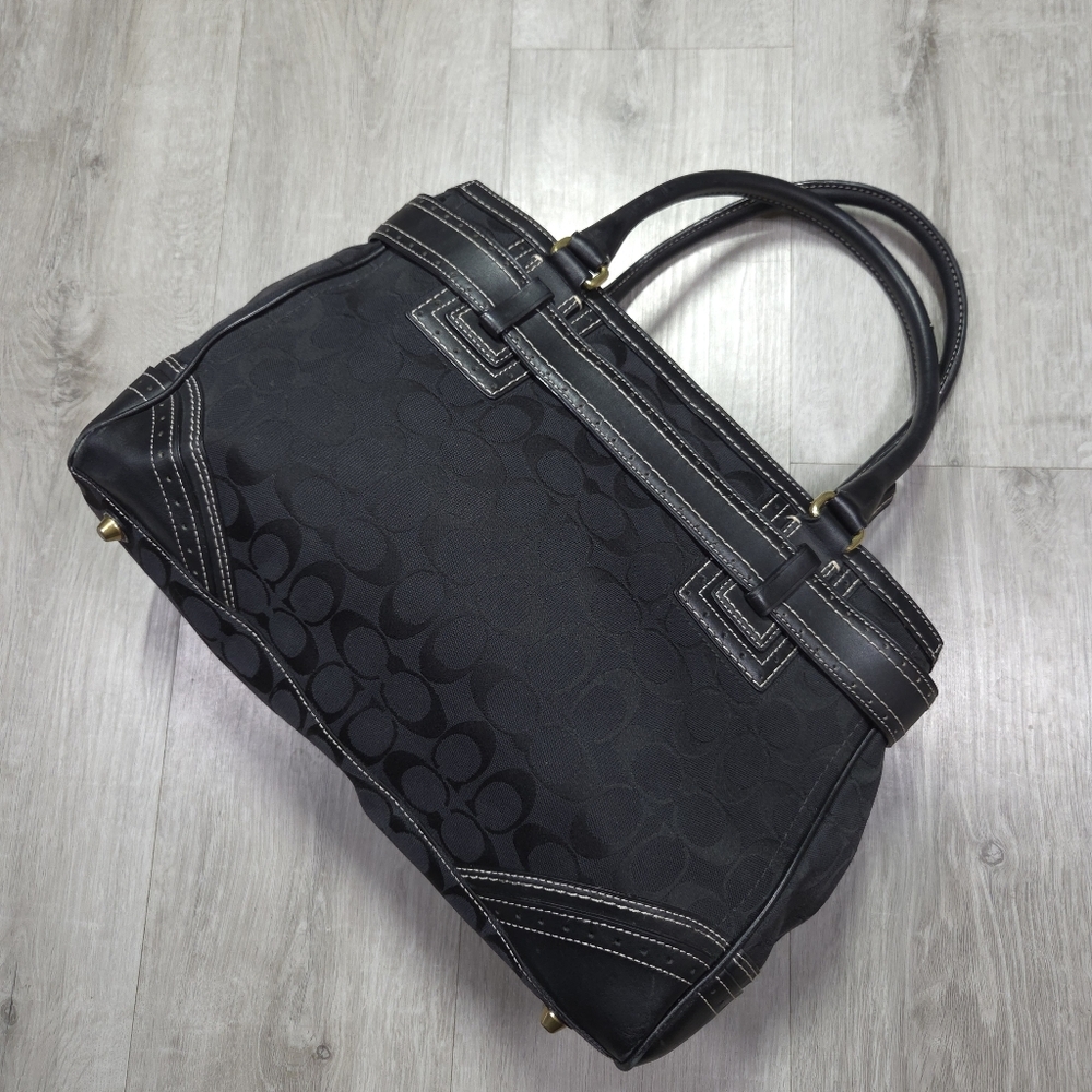 Coach Leather Hampton Tote 10508 Y2K Jacquard Monogram Tassel Bag Purse - Picture 5 of 16